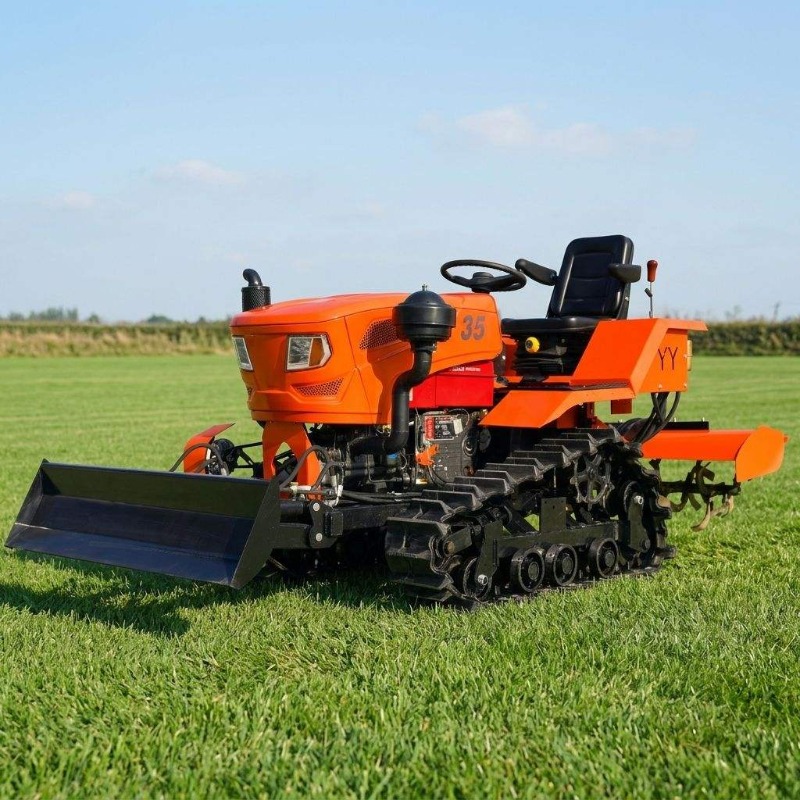 Farming Agriculture Equipment - Tractor de orugas 4x4 con rotocultivador