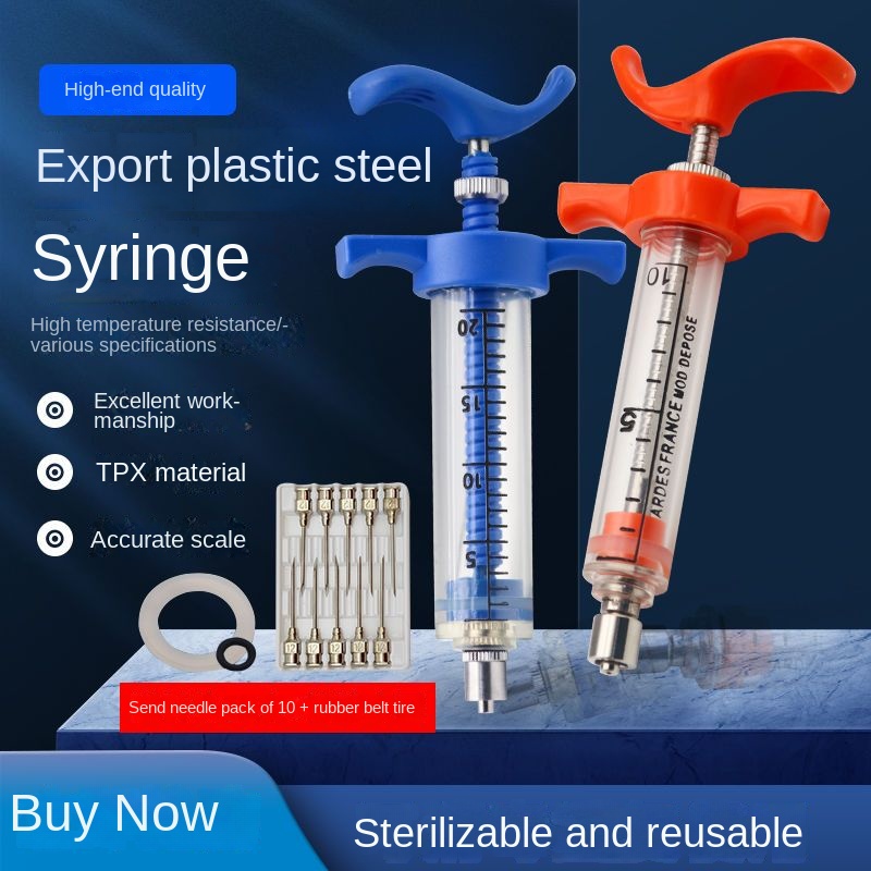 Veterinary Syringe Gun - Jeringa de plástico y acero fino,